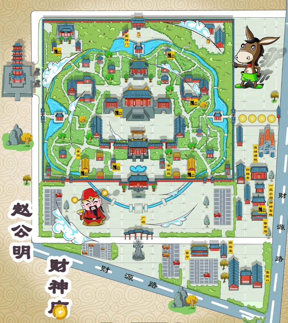 大邑寺庙类手绘地图